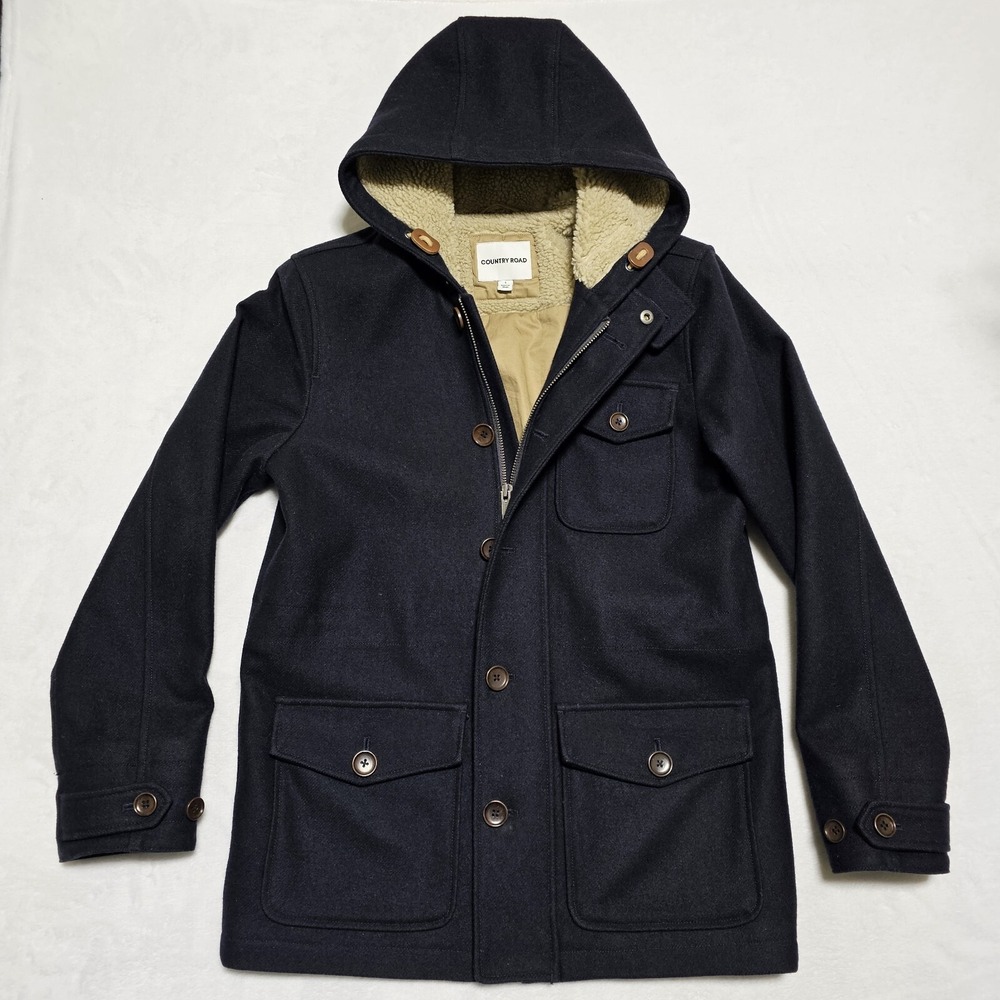 Country Road Coat Womens S Heavyweight Wool Hood Flannel Lined Jacket Chore Barn